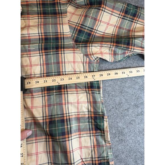 Orvis Shirt Mens 2XL Beige Green Plaid Flannel Button Up Long Sleeve Workwear - Picture 2 of 7